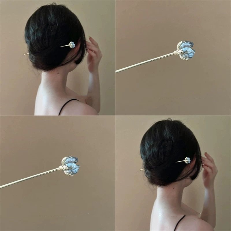 Florist Supplies - Blue Flower Hairpin, Daily Hair Accessory,