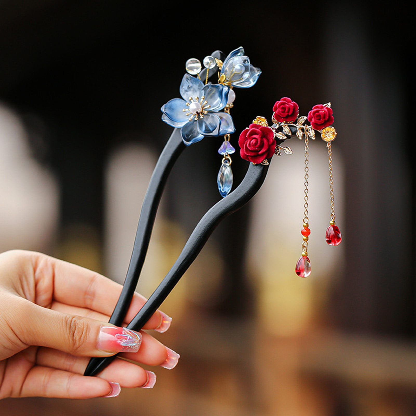 Florist Supplies - Chinese Style Flower Tassel Hairpin Vintage