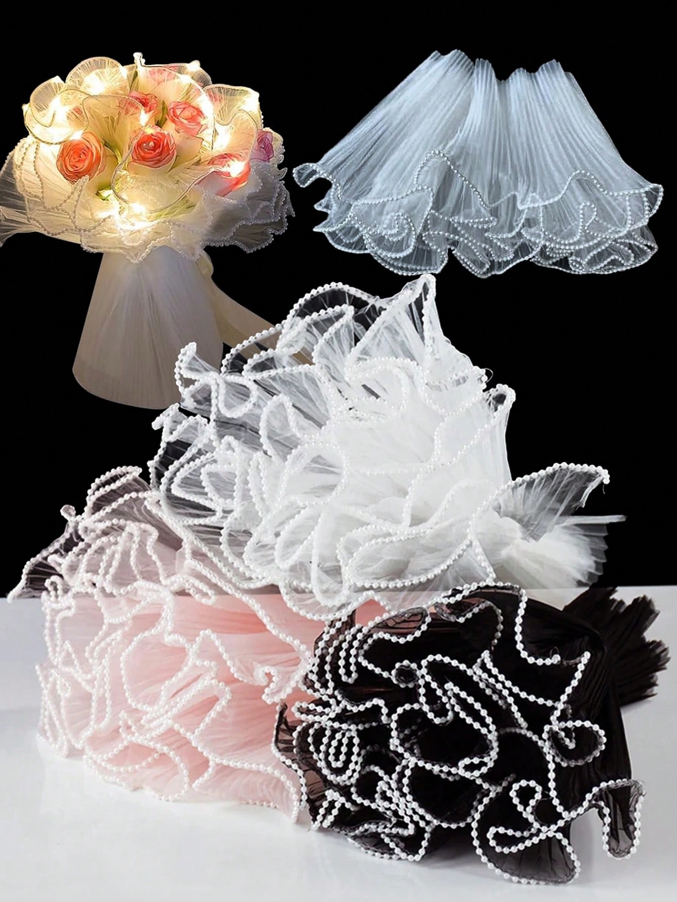 The Florist Supply - 4Yards Faux Pearl Edge Flower Wrapping