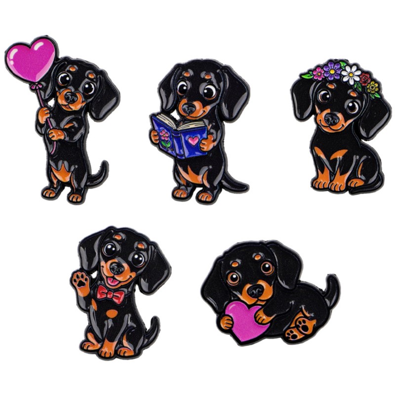 5pcs Cute Dachshund Enamel Pin - огляд і ціна Florist Supplies