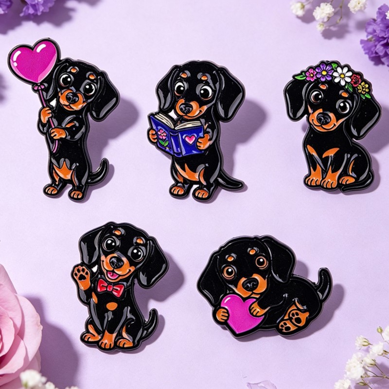 5pcs Cute Dachshund Enamel Pin - огляд і ціна Florist Supplies
