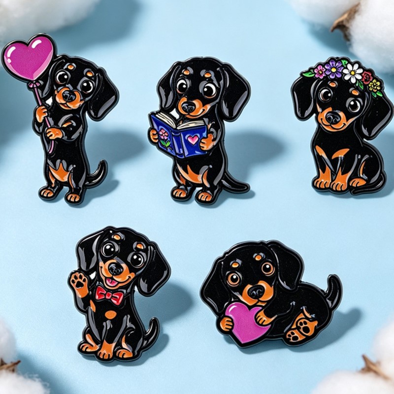 5pcs Cute Dachshund Enamel Pin - огляд і ціна Florist Supplies