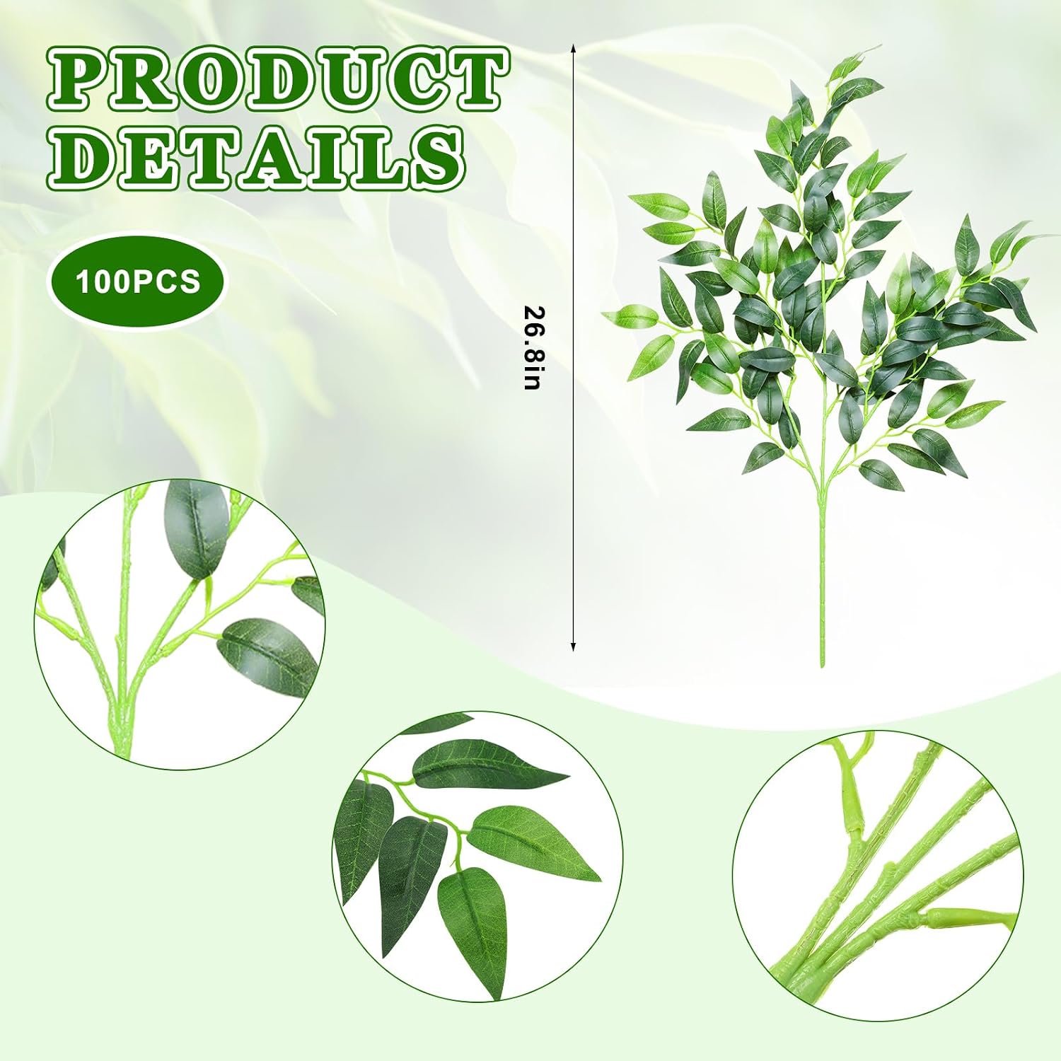 100 Pcs Artificial Italian Rus - огляд і ціна Ruscus Stem Faux