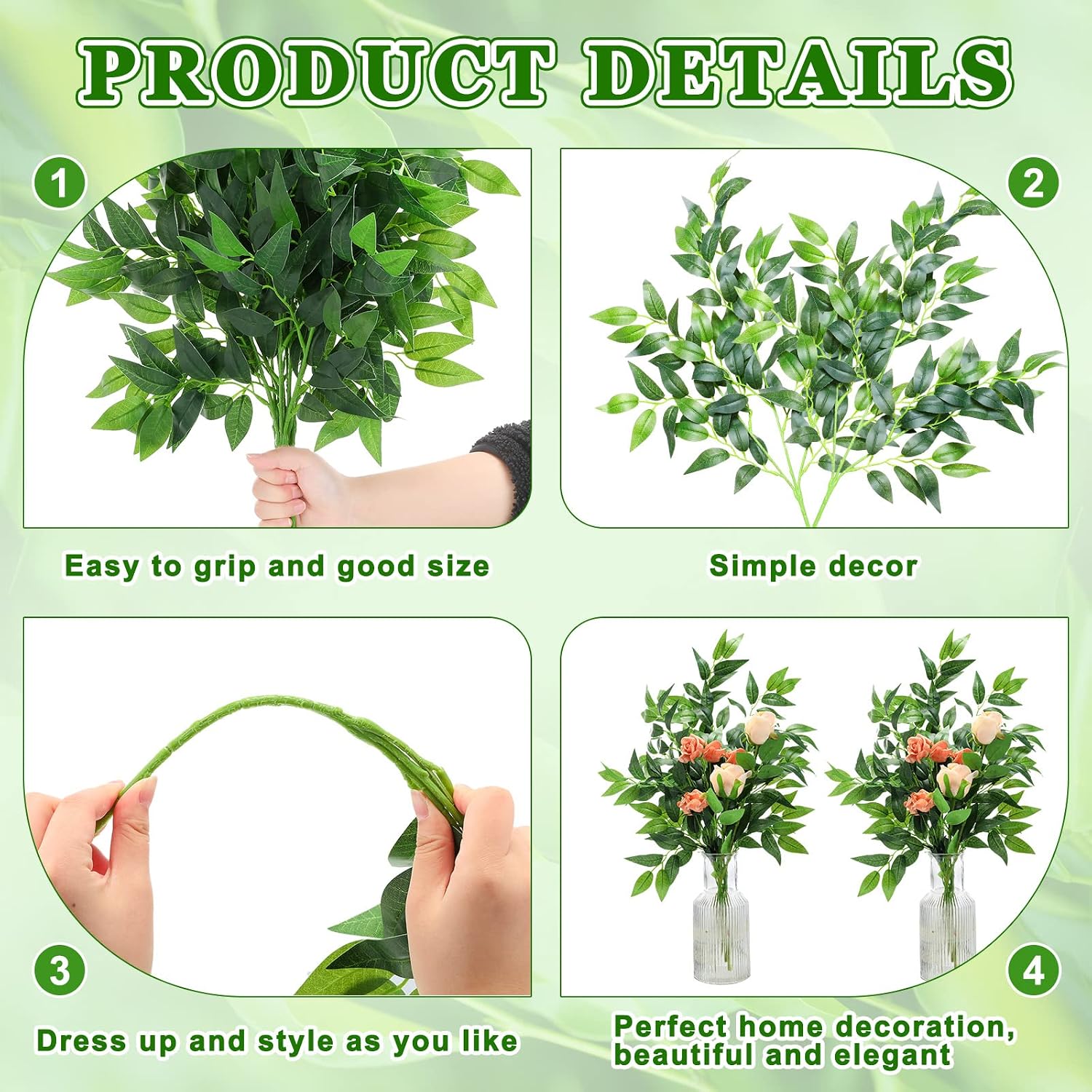 100 Pcs Artificial Italian Rus - огляд і ціна Ruscus Stem Faux