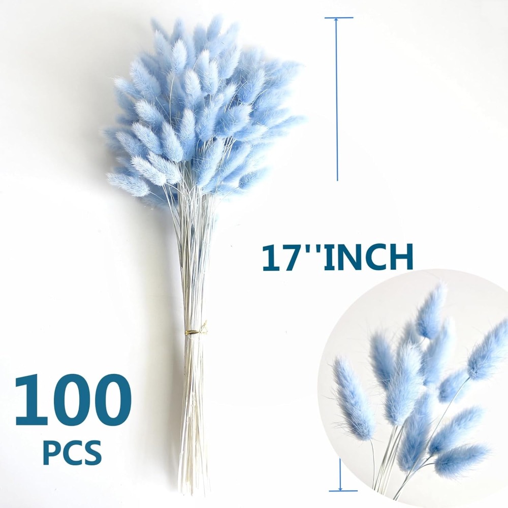 100PCS Blue Hare's-tail Grass  - огляд і ціна Florist Supply Vases